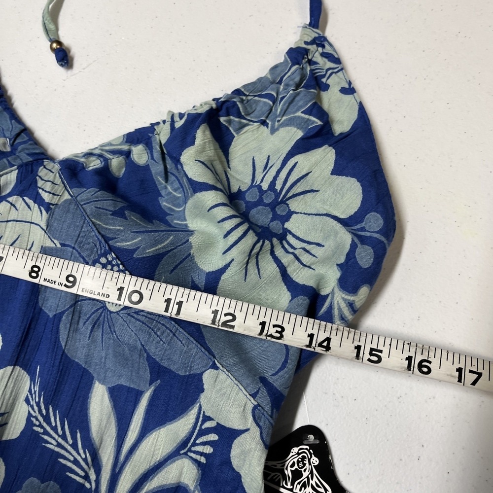Angie Dress Blue Floral Babydoll Halter Tiered Maxi Size M Tropical Vacation - Picture 8 of 16